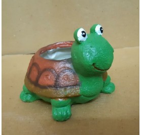 Green Turtle Resin Pot